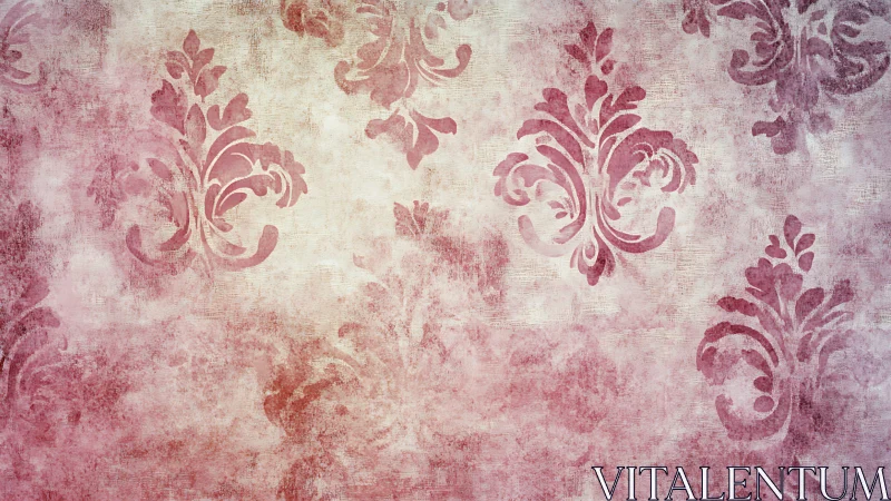 Vintage damask wallpaper with faded rose gradient texture.