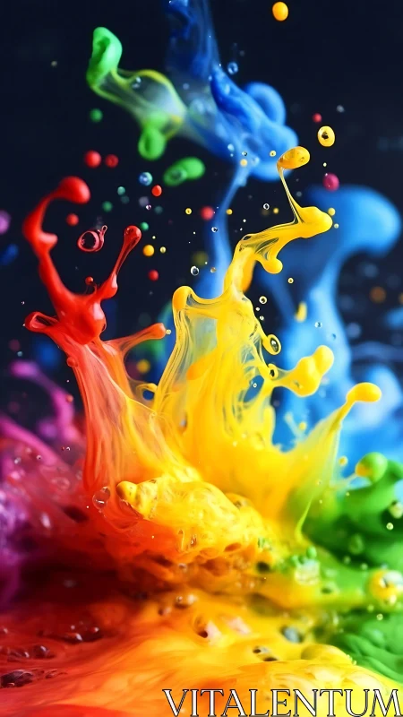 Chromatic splash ballet where liquid rainbows take flight.