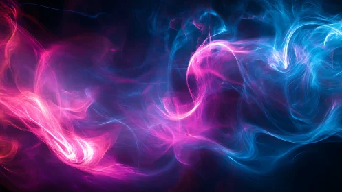 Neon magenta and cyan energy streams on deep cosmic backdrop.