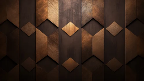 Geometric copper inlay wall with staggered diamond relief pattern