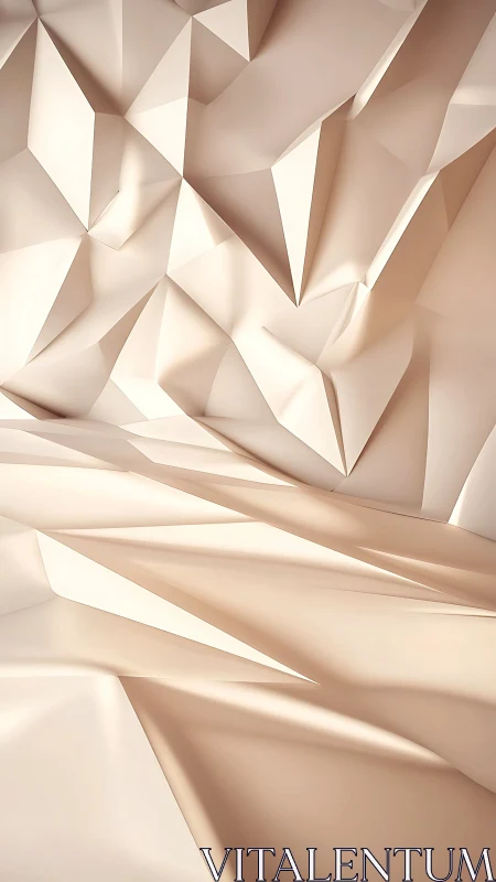 Layered origami peaks in softly lit beige abstraction.