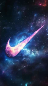 Neon swoosh drifts through a vibrant, electric cosmic nebula