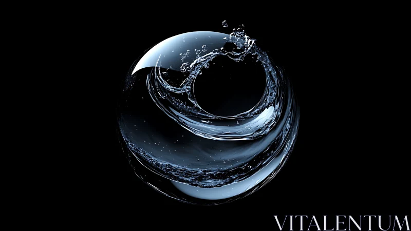 Dynamic water torus rendered as high-gloss fluid simulation