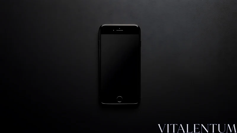 Black smartphone on dark textured background.
