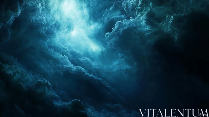 Digital painting of abyssal storm clouds in vertical ascent.