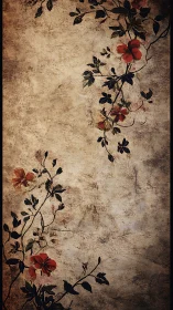 Weathered floral scroll where wild petals quietly linger.