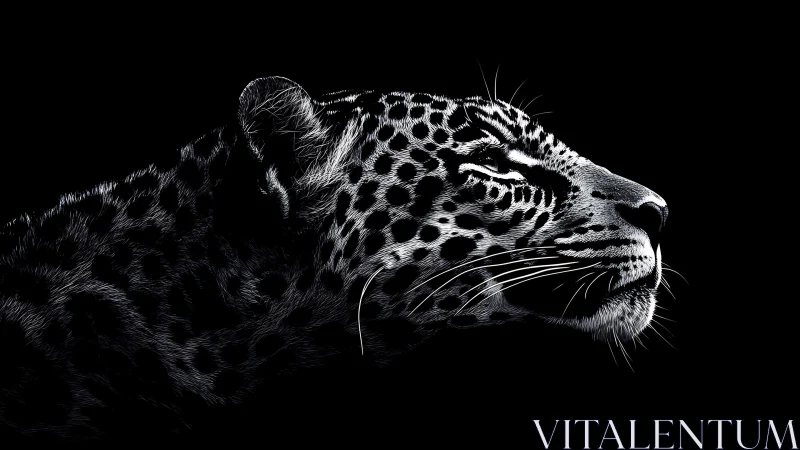 Calm leopard in moonlit profile, glowing against night.