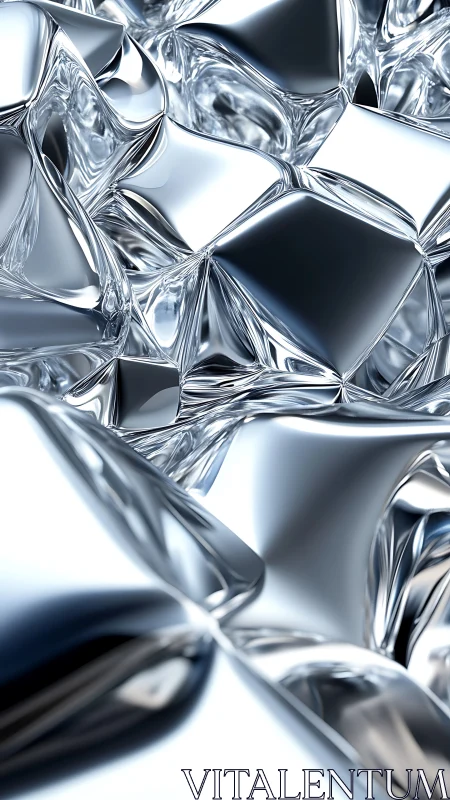 Liquid chrome facets twist into abstract metallic geometry.