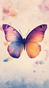 Butterfly shows gradient wings on textured pastel background