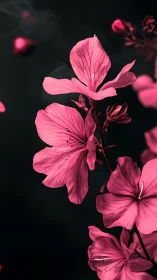 Pink blossoms ignite the darkness with luminous theatrical drama