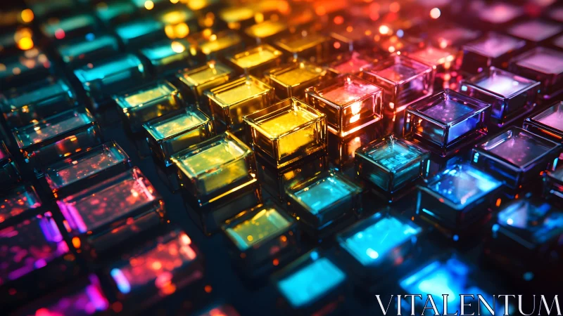 Vibrant 3D Glass Cubes in Abstract Digital Art Style.