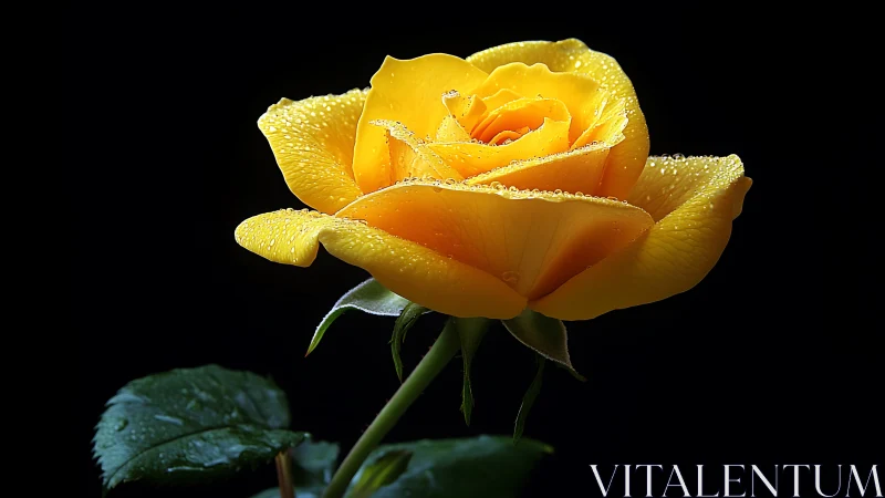 Radiant bloom captures morning's dewdrops in golden splendor