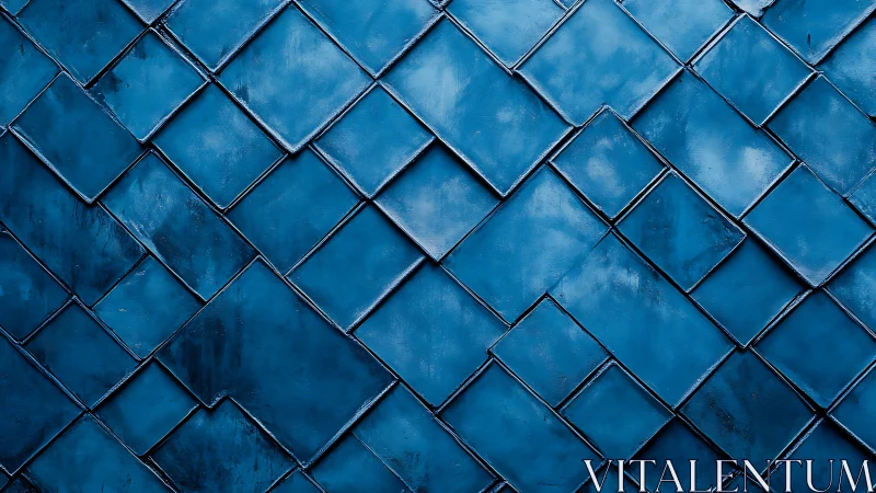 Blue metal diamond tile pattern with layered texture.