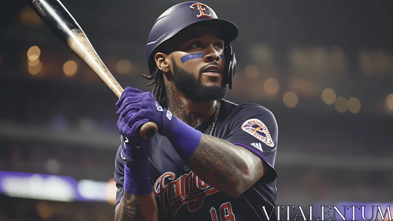 Midnight-lit slugger steadies his swing under stadium glow