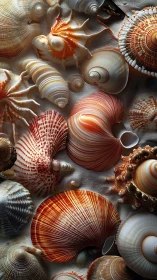 Photorealistic seashell still life with layered radial forms.
