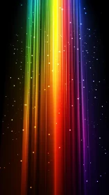 Vertical multicolor light streaks descend across dark field