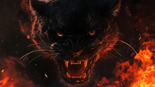 Inferno Predator: Black Panther Wreathed in Crimson Flames.