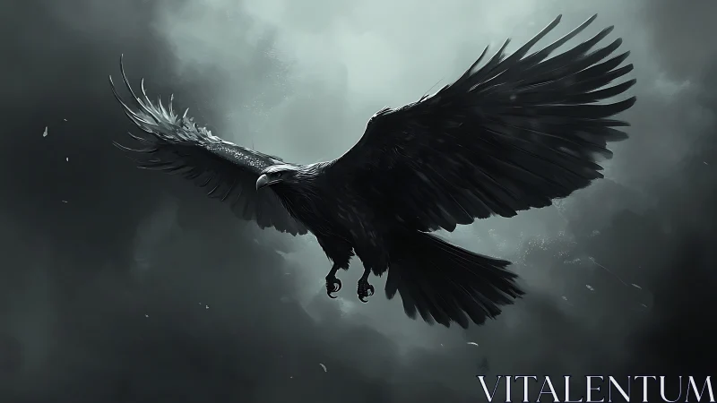 Midnight stormcrow carving silence through hunted skies.