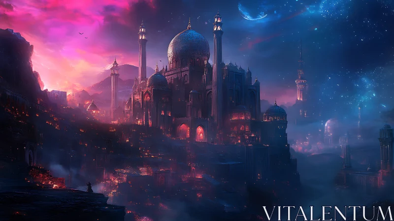 Starlit Sapphire Citadel Crowning a Burning Canyon Dream.