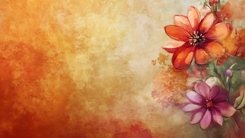 Radiant flowers bloom gracefully on a warm, textured backdrop.