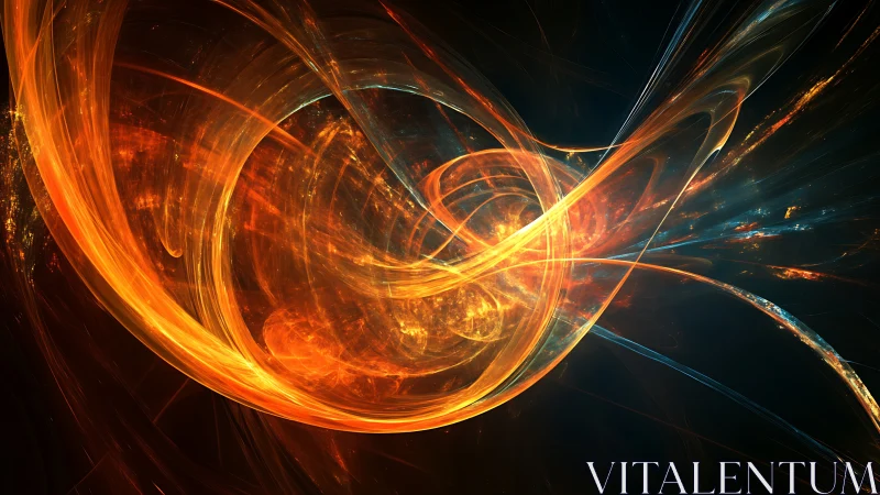 Curved fractal light structures form layered orange energy loops