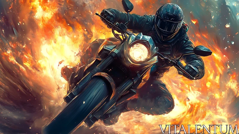 Firestorm rider carves molten trails through the chaos night