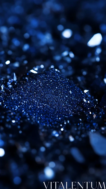 Midnight macro crystals with deep sapphire bokeh glow.