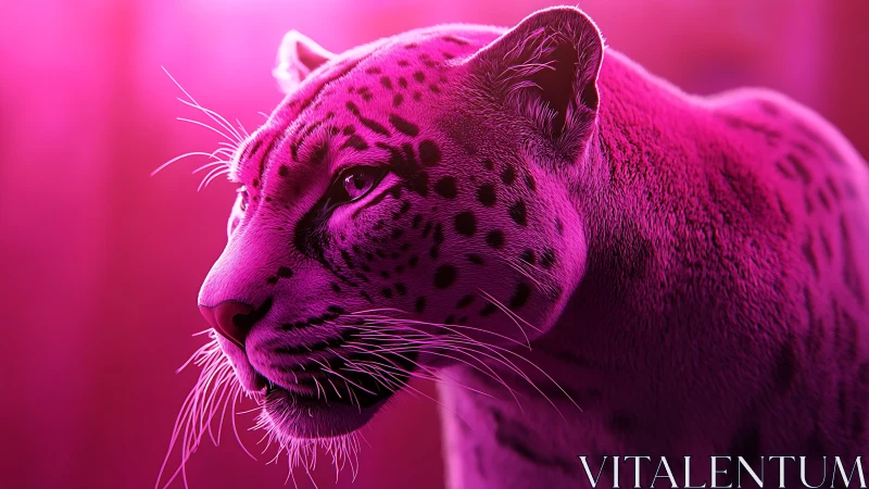 Pink-toned Leopard Portrait Against Magenta Background