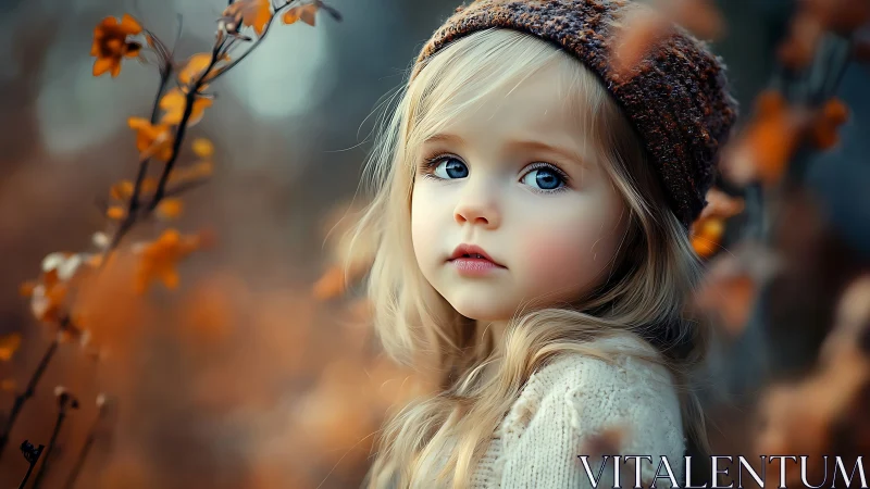Young Girl in Autumn. Contemplative Portrait with Warm Fall Backdrop.