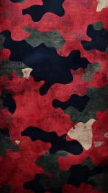 Textured red camouflage surface shows dark organic patches