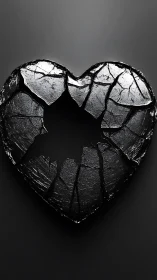 Fractured cardiac form: monochromatic heart geometry with vascular networks.