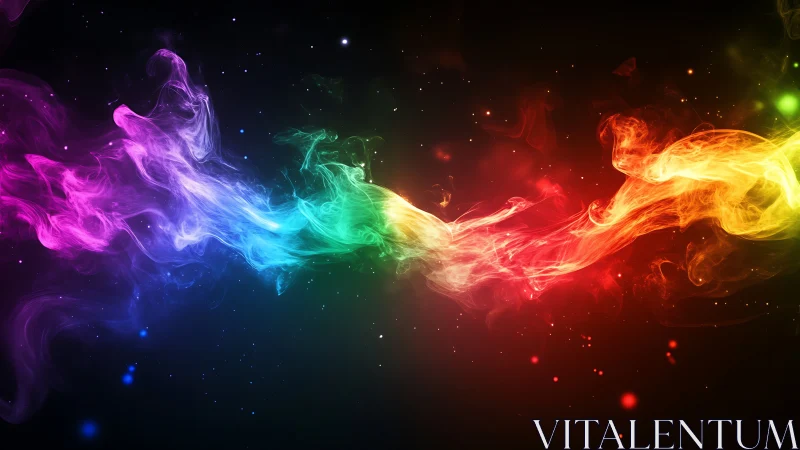 Color-swirled nebula ribbon dances across the silent void