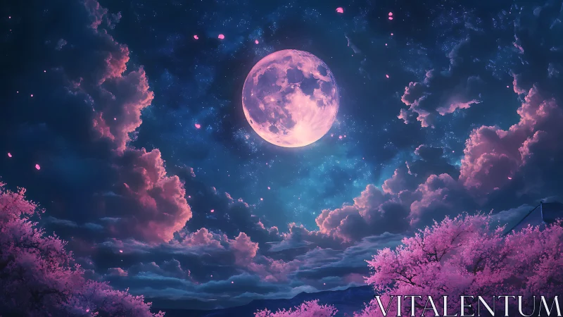 Candyfloss moonrise over a dream-bright starlit sky.