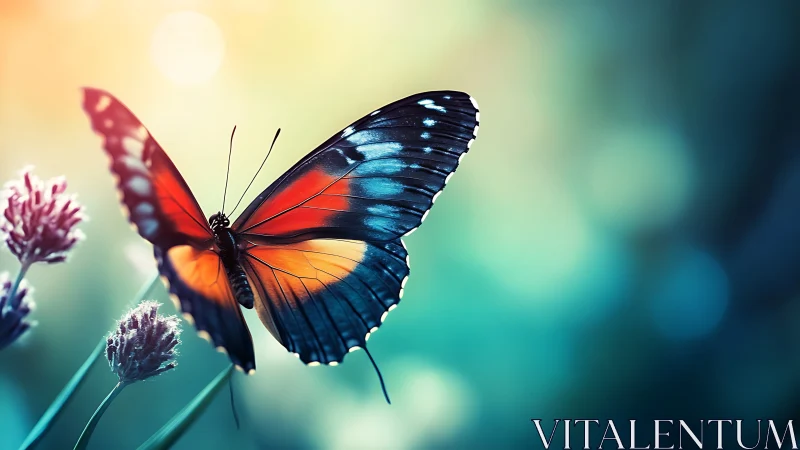 Macro study of a vividly lit butterfly in shallow depth of field