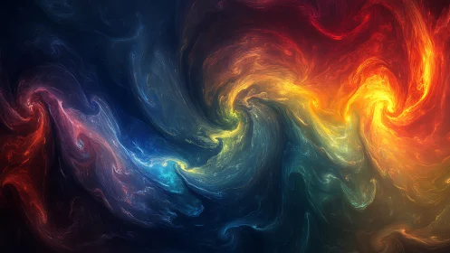 Multicolored swirling abstract vortex with gradient transitions.