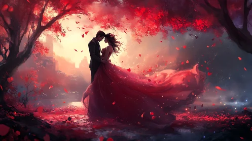 Crimson Kiss Beneath Burning Maples.