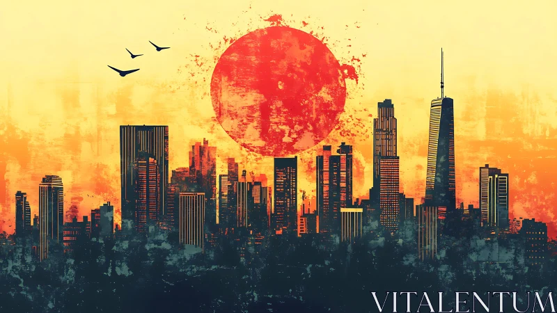 Sunforge skyline under a blazing painted urban eclipse.