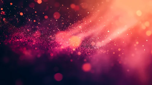 Glowing pink stardust drifts gently through warm evening light