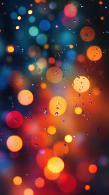 Rain droplets waltz through neon bokeh constellations tonight