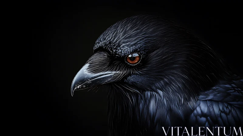 Dramatic Close-Up Portrait of Raven in Dark Artistic Lighting.