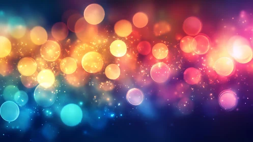 Vibrant Abstract Bokeh Lights in Colorful Digital Art Style.