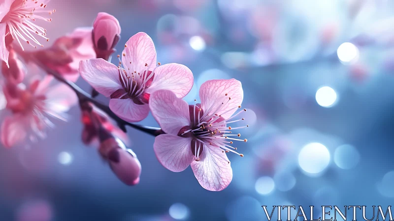 Cherry Blossoms Dance Through Luminous Reverie