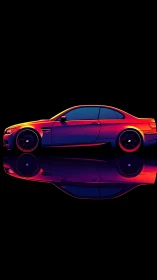 Glowing neon sports car cruising through a midnight dream.