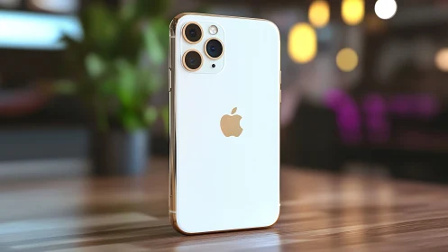 iPhone 11 Pro Max in Alpine White with Triple-Lens Telephoto Camera Array.