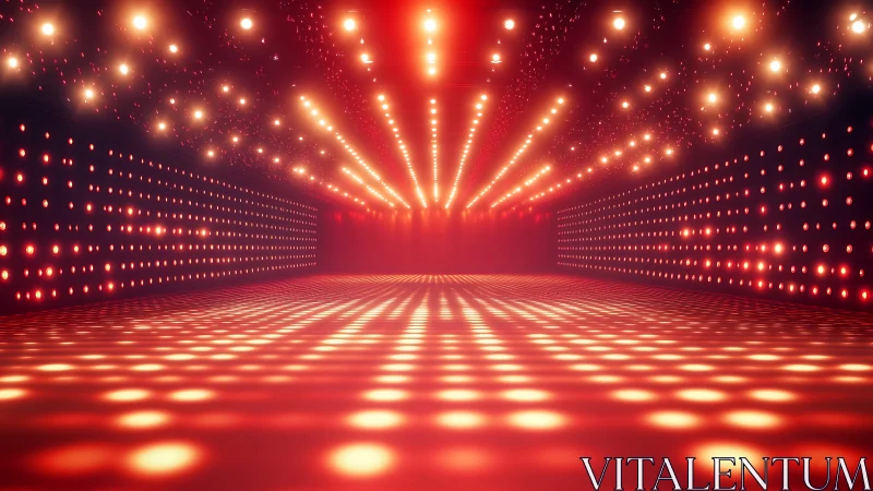 LED tunnel interior shows glowing red and orange light grid