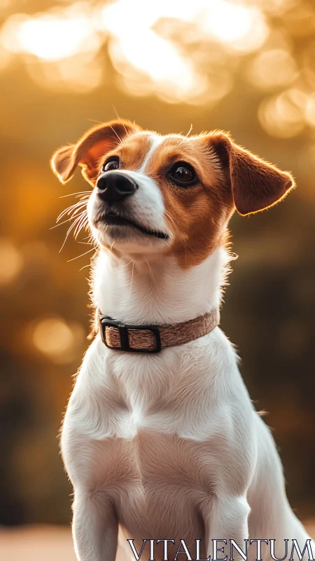 Backlit terrier portrait with shallow depth and warm bokeh