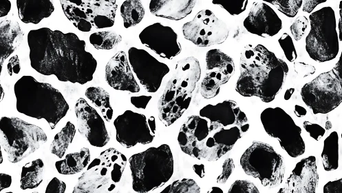 Ink-splattered monochrome cowhide pattern in bold repeat.