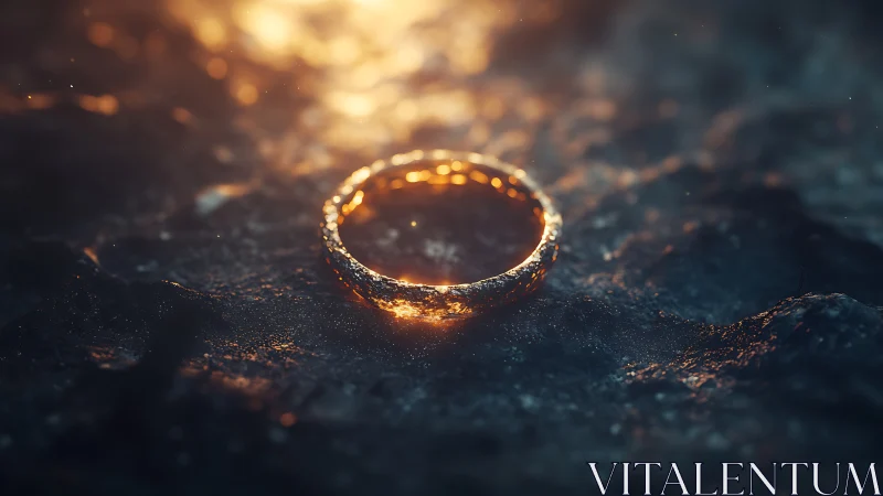 Molten dusk crowns a lone golden ring with quiet fire