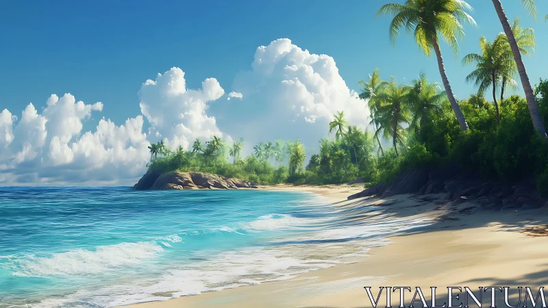 Tropical Beach Paradise with Pristine Turquoise Waters