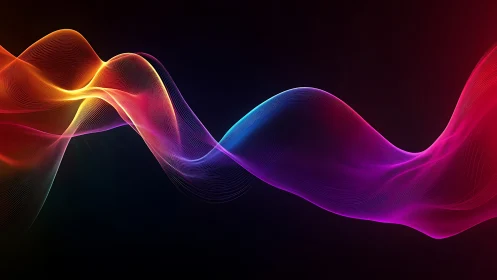 Colorful flowing light waves dancing across deep space.
